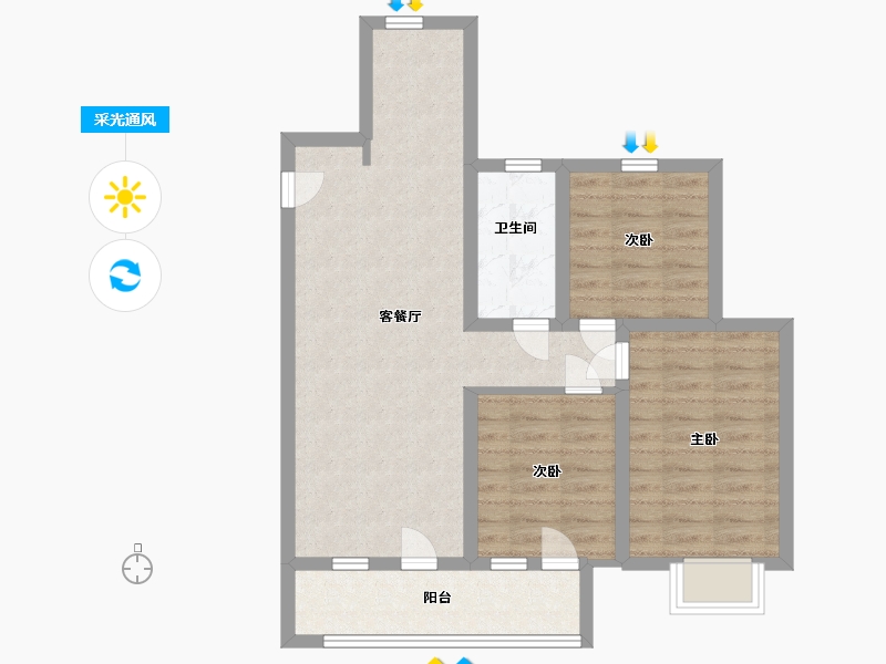 山东省-青岛市-紫悦璟园-71.99-户型库-采光通风