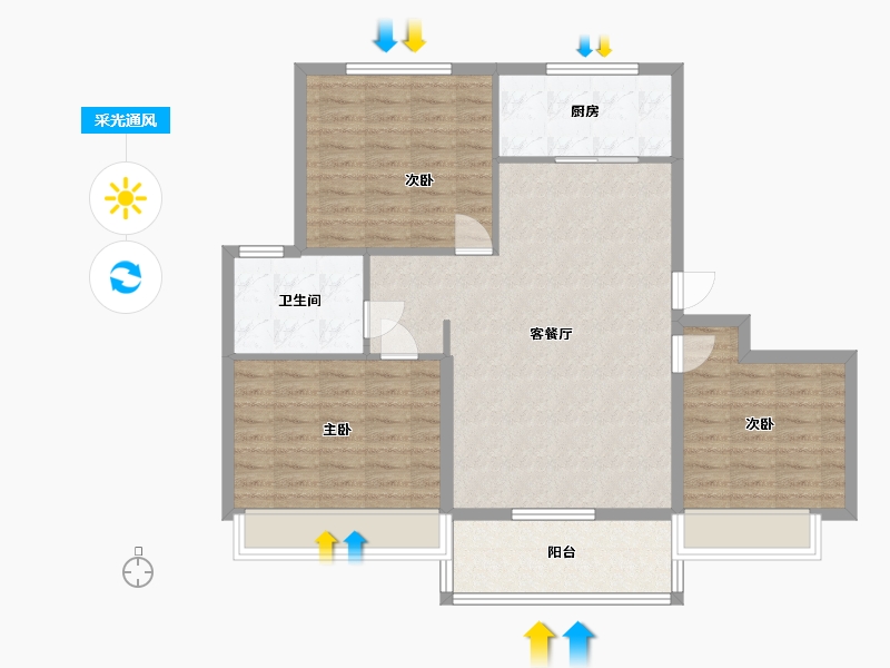 山东省-潍坊市-天福世纪城-94.40-户型库-采光通风