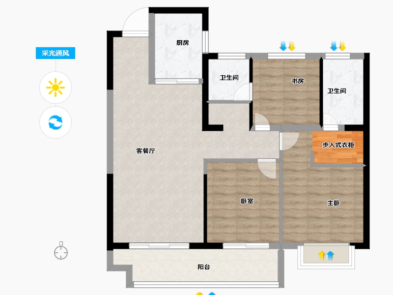 河南省-洛阳市-现代森林国际城-89.22-户型库-采光通风