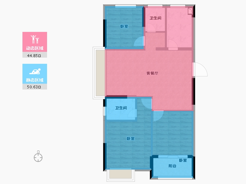 浙江省-舟山市-景瑞缇香院-85.99-户型库-动静分区