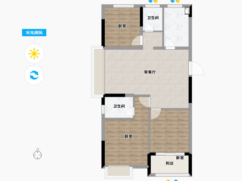 浙江省-舟山市-景瑞缇香院-85.99-户型库-采光通风