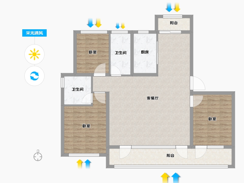 山东省-济南市-融创东山府-111.99-户型库-采光通风