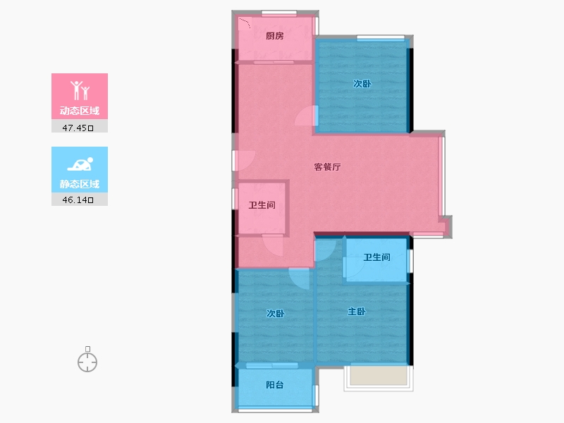 福建省-福州市-三盛国际湾区-84.18-户型库-动静分区