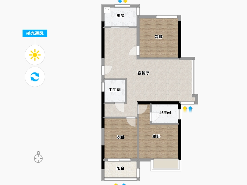 福建省-福州市-三盛国际湾区-84.18-户型库-采光通风