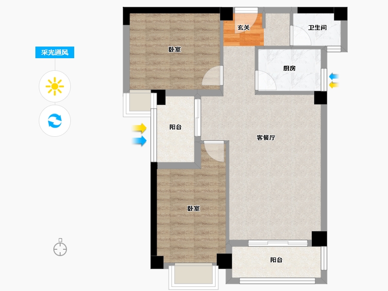 福建省-漳州市-中扬国际城-67.87-户型库-采光通风