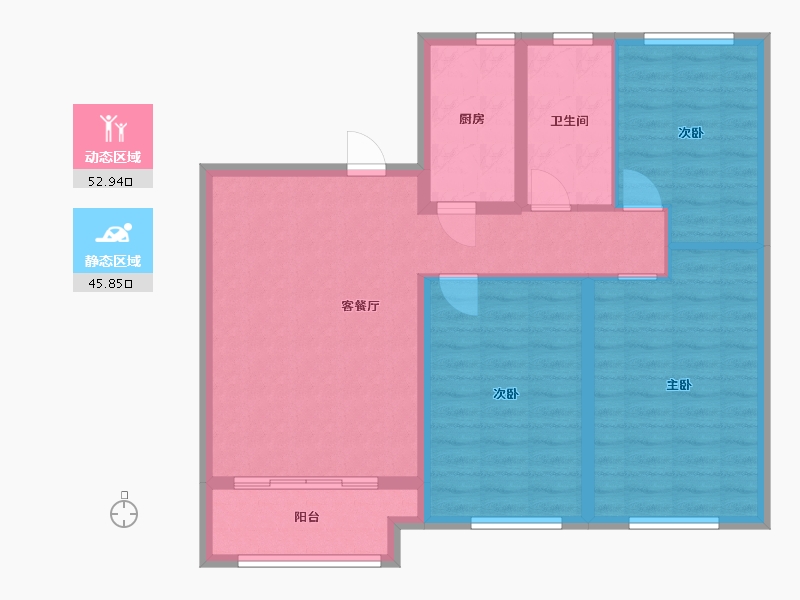 山东省-潍坊市-中房幸福名都-88.80-户型库-动静分区