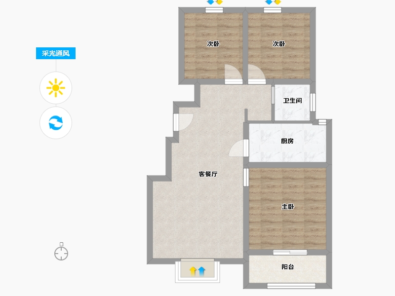 山东省-潍坊市-众祥国际-70.87-户型库-采光通风