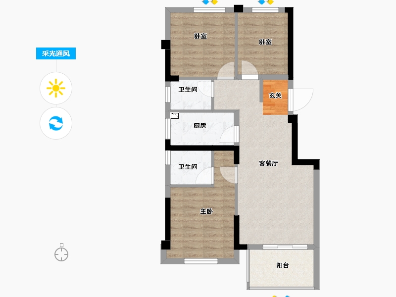 福建省-漳州市-三盛璞悦海-70.80-户型库-采光通风