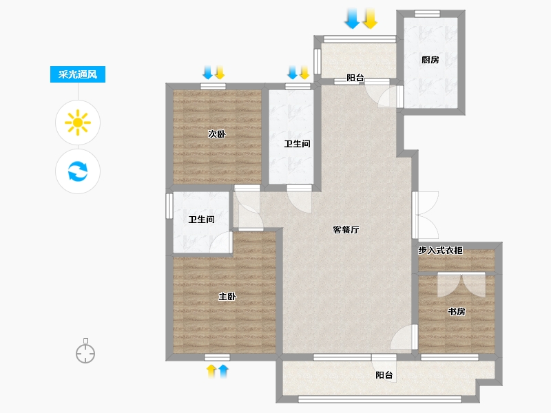 山东省-青岛市-盈创板桥华府-110.01-户型库-采光通风