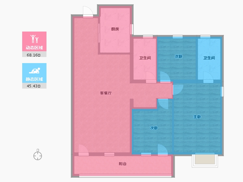 山东省-青岛市-灵山湾壹号-102.00-户型库-动静分区