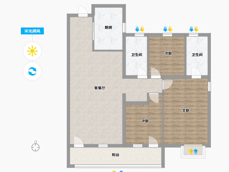 山东省-青岛市-灵山湾壹号-102.00-户型库-采光通风