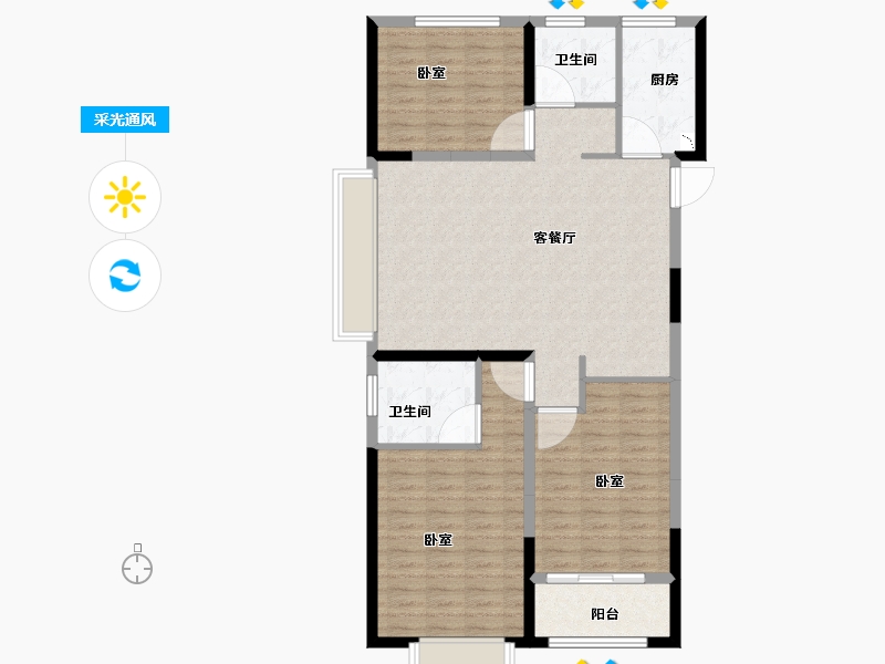 山东省-菏泽市-天安清华苑-104.01-户型库-采光通风