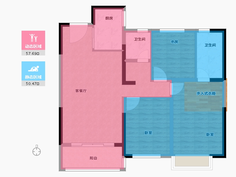 河南省-郑州市-金科博翠书院小镇-97.50-户型库-动静分区