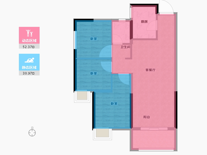 河南省-郑州市-阳光城丽景湾-75.00-户型库-动静分区