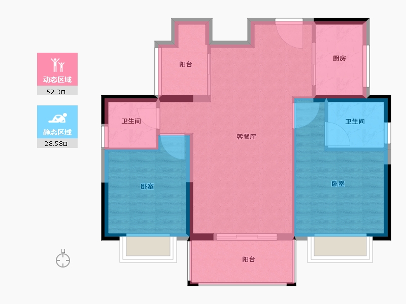 福建省-泉州市-蓝溪缔景-73.00-户型库-动静分区