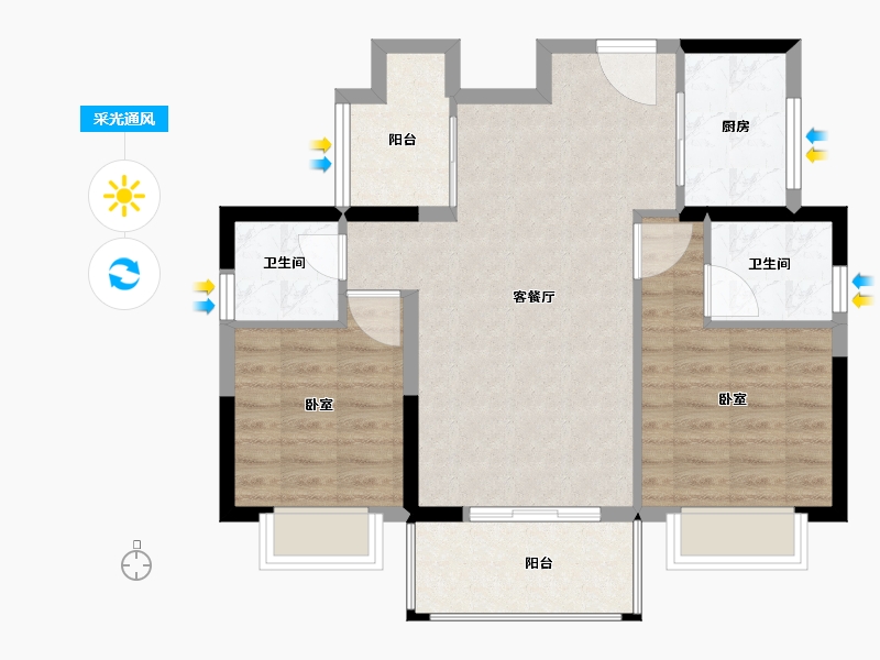 福建省-泉州市-蓝溪缔景-73.00-户型库-采光通风