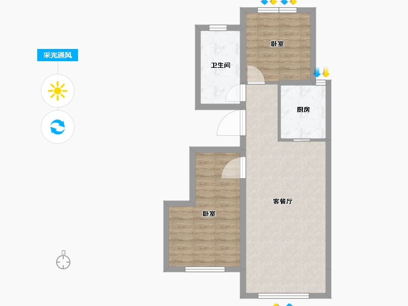 新疆维吾尔自治区-乌鲁木齐市-君豪巴黎庄园-64.34-户型库-采光通风