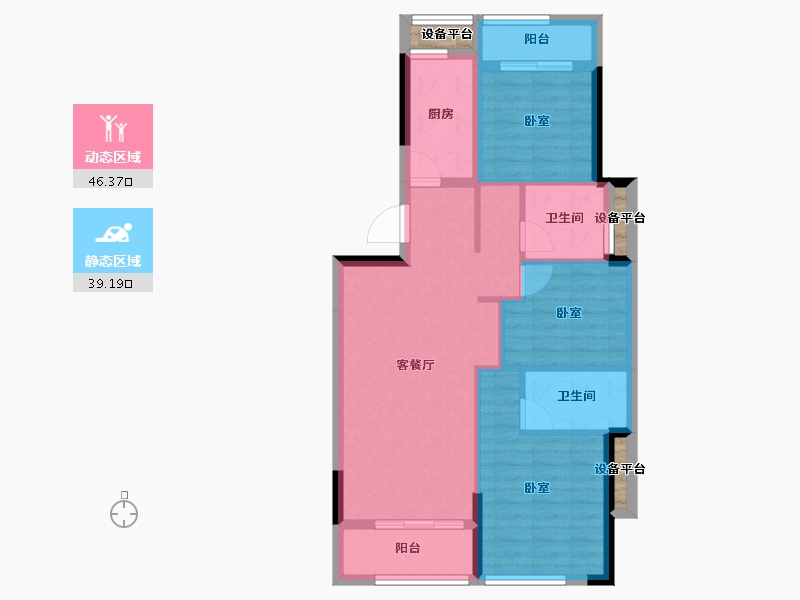 福建省-龙岩市-绿城·蘭园-78.56-户型库-动静分区