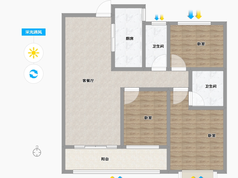 山东省-菏泽市-菏泽佳和广场-108.00-户型库-采光通风