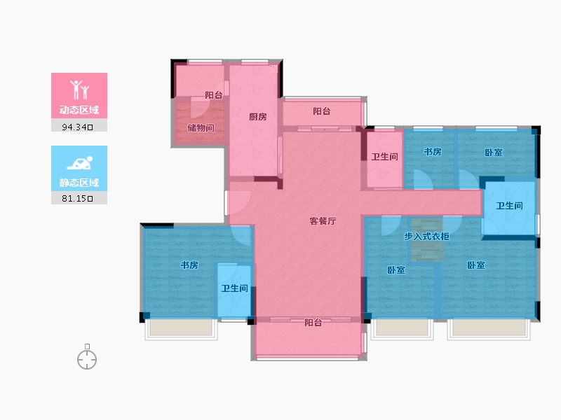 河南省-郑州市-碧桂园中央公园-158.00-户型库-动静分区