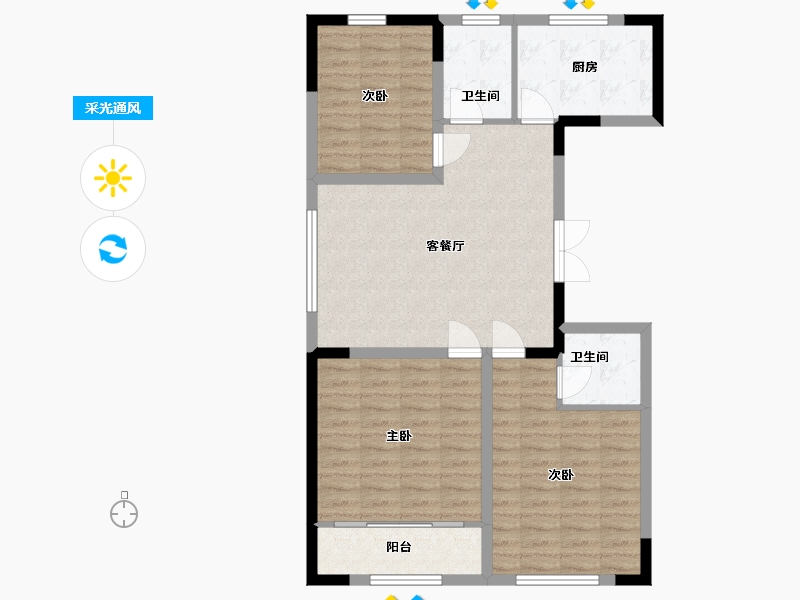 山东省-潍坊市-华安凤凰嘉苑-88.00-户型库-采光通风