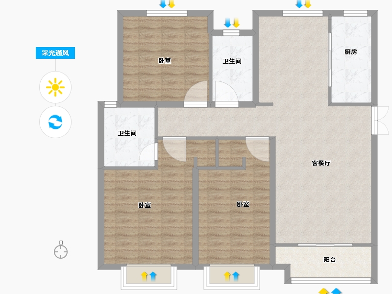 河南省-安阳市-阳光森林-108.01-户型库-采光通风