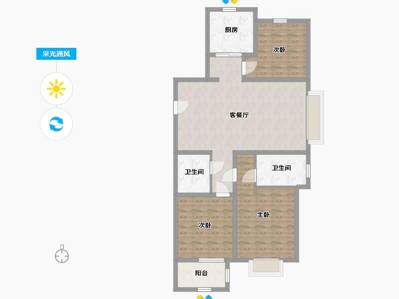 山东省-青岛市-海信湖岛世家二期-102.00-户型库-采光通风