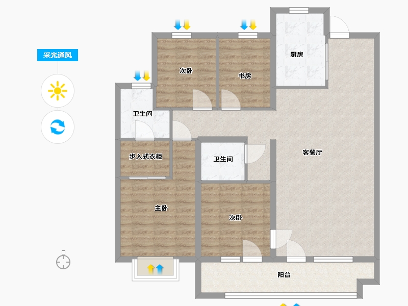 山东省-青岛市-万科新都会-112.00-户型库-采光通风