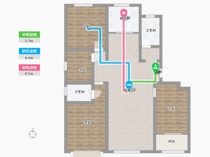 山东省-潍坊市-紫金园·世家别院-105.55-户型库-动静线