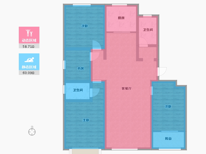 山东省-潍坊市-紫金园·世家别院-105.55-户型库-动静分区