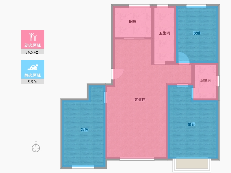 山东省-潍坊市-紫金园·世家别院-90.89-户型库-动静分区