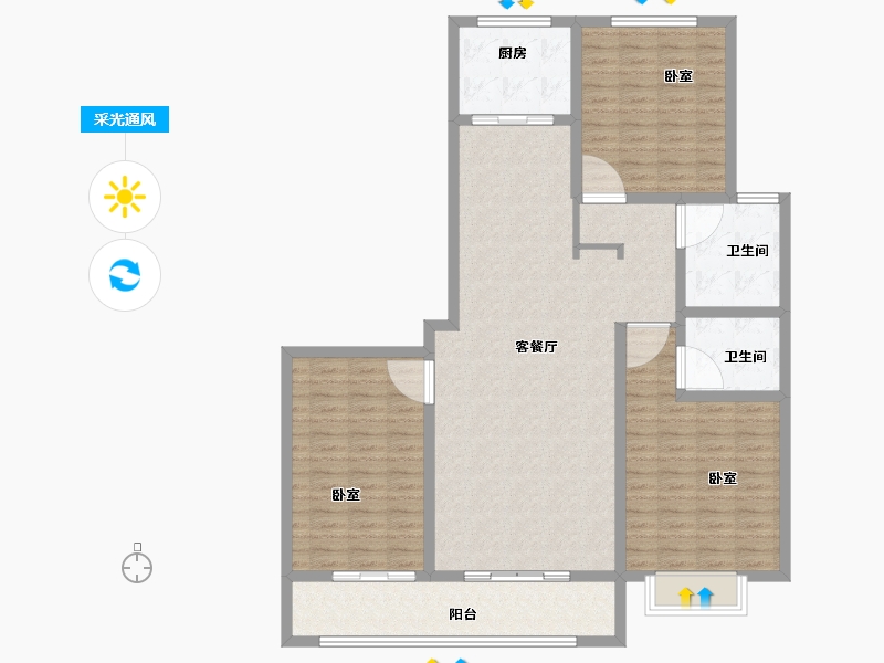 山东省-菏泽市-菏泽佳和广场-128.00-户型库-采光通风