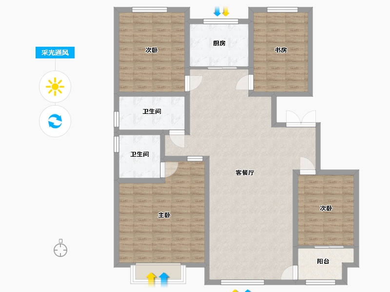 山东省-潍坊市-紫宸名郡-127.47-户型库-采光通风