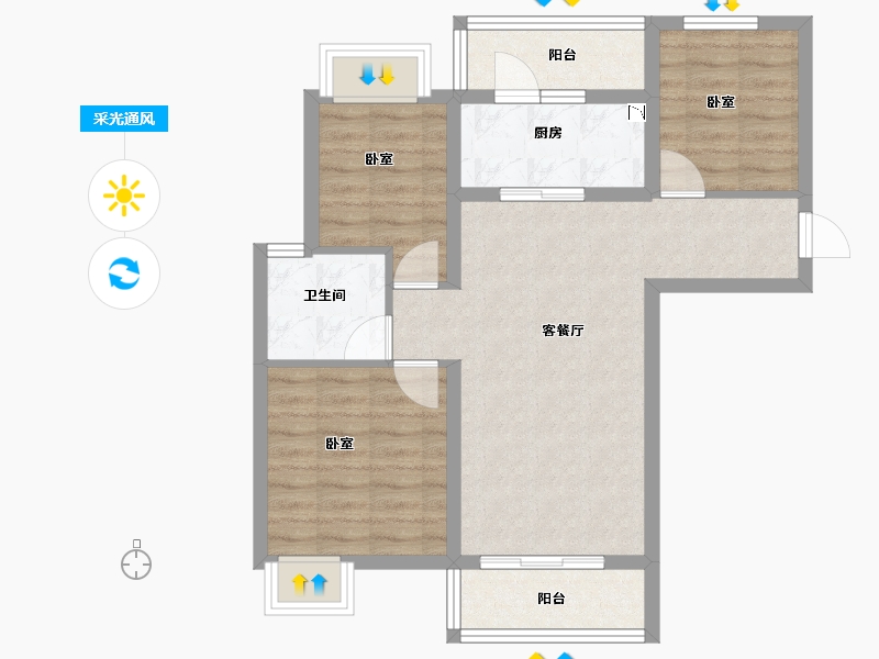 福建省-宁德市-怡和嘉园二期-71.00-户型库-采光通风