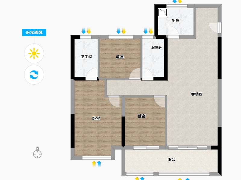 福建省-莆田市-保利云上-94.00-户型库-采光通风