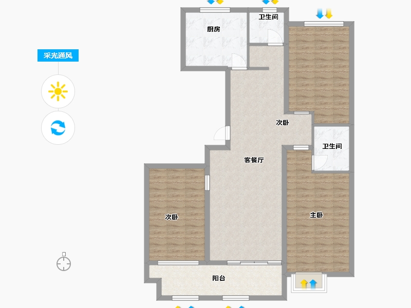 山东省-潍坊市-紫金园翡翠花园-115.50-户型库-采光通风