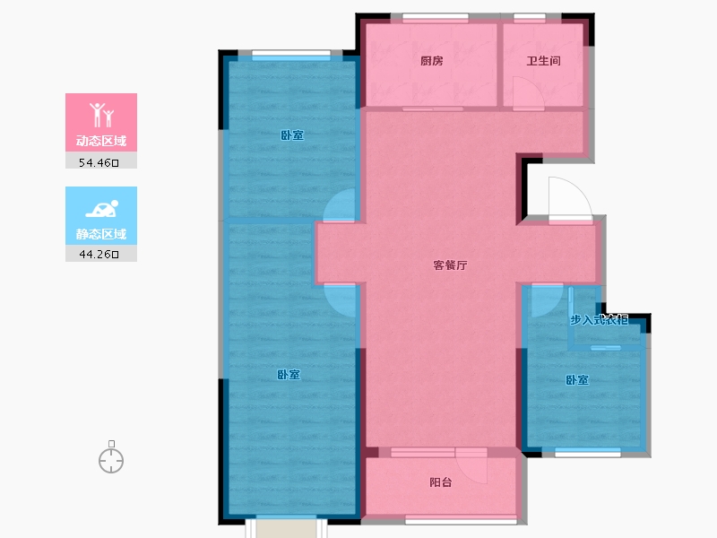 山东省-烟台市-中节能朗庭-88.26-户型库-动静分区