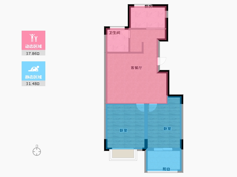 浙江省-宁波市-东城官邸-62.00-户型库-动静分区