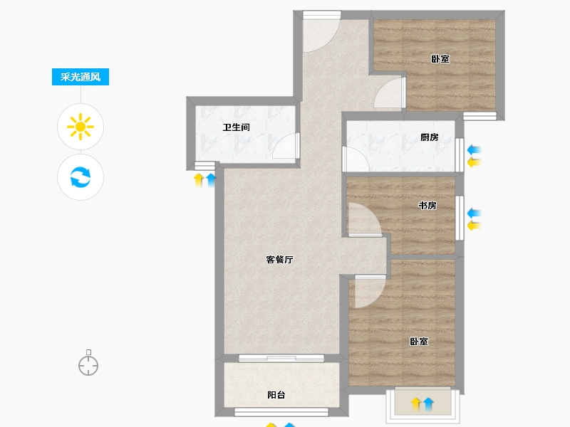 河南省-郑州市-御品蔚来云城-70.00-户型库-采光通风