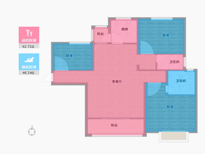 河南省-安阳市-旺龙荣盛华府-98.45-户型库-动静分区