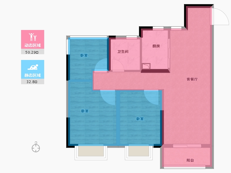 安徽省-合肥市-悦湖新著-74.00-户型库-动静分区