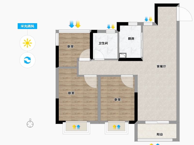 安徽省-合肥市-悦湖新著-74.00-户型库-采光通风