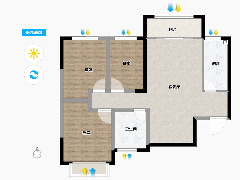 新疆维吾尔自治区-乌鲁木齐市-乌鲁木齐恒大名都-90.30-户型库-采光通风