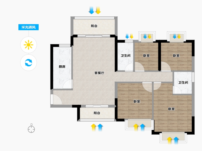 福建省-龙岩市-连城恒大悦澜湾-106.12-户型库-采光通风