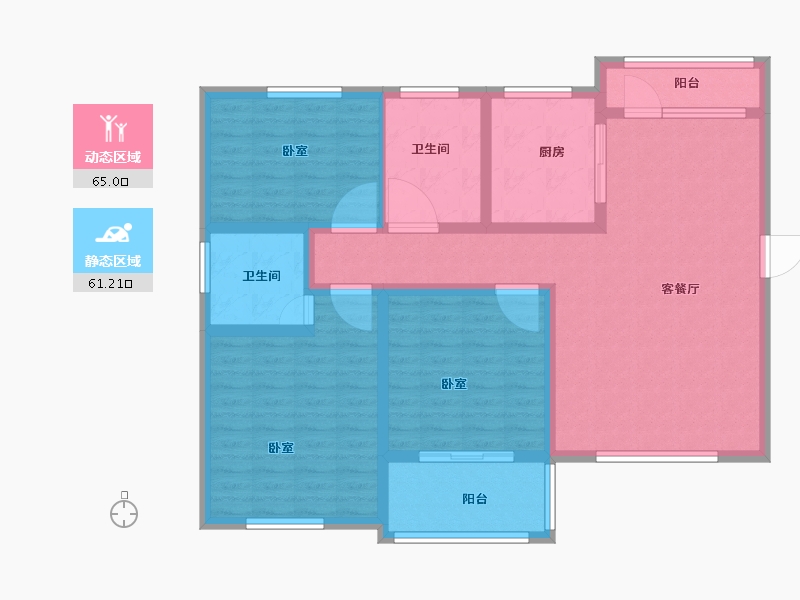 河南省-安阳市-旺龙荣盛华府-112.88-户型库-动静分区