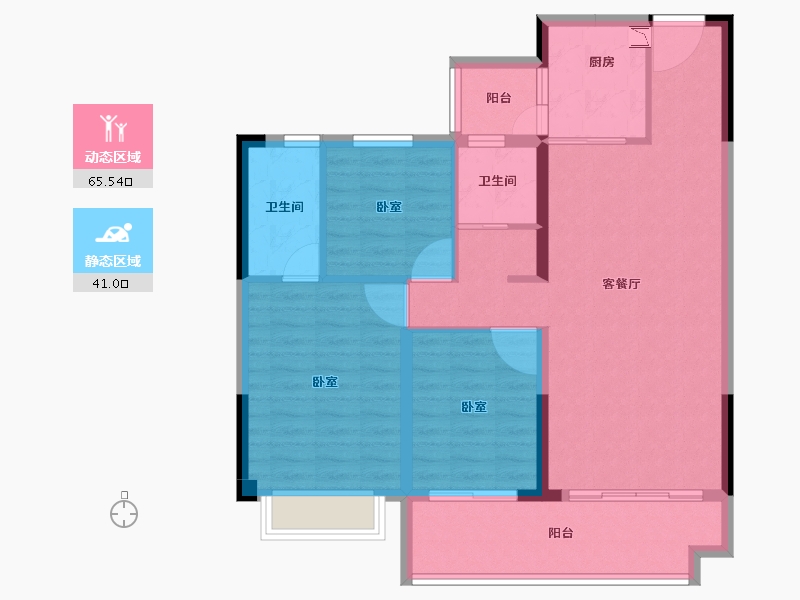 河南省-郑州市-碧桂园中央公园-96.00-户型库-动静分区