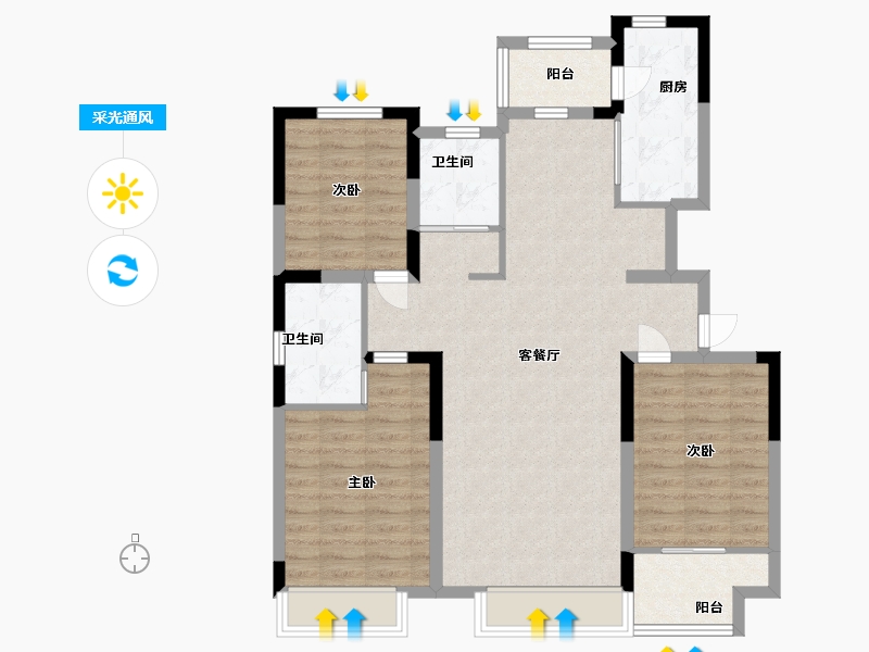 山东省-潍坊市-霞飞6号-96.18-户型库-采光通风