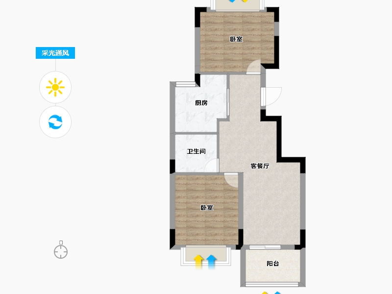 浙江省-宁波市-东城官邸-64.00-户型库-采光通风