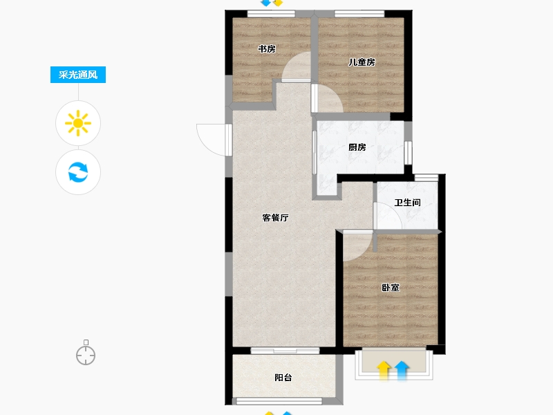 河南省-郑州市-东原阅城-71.90-户型库-采光通风