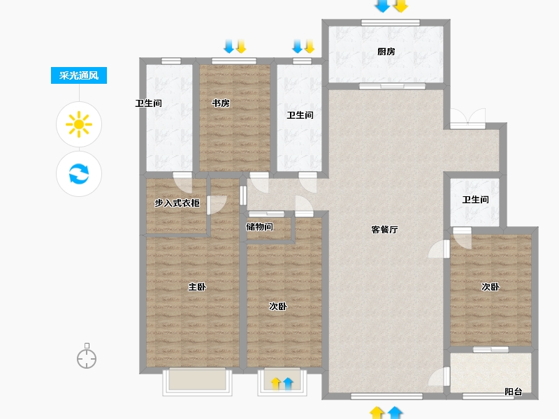 山东省-潍坊市-紫宸名郡-151.99-户型库-采光通风